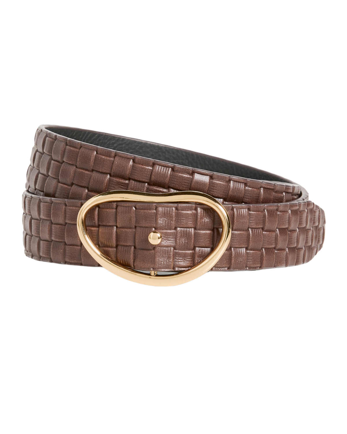 Wide Georgia Belt with Gold Buckle (Woven Espresso)