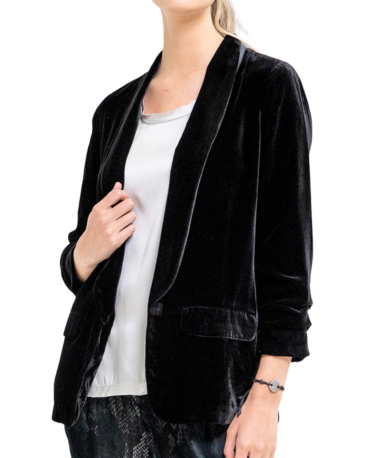 Velvet jacket womens black best sale