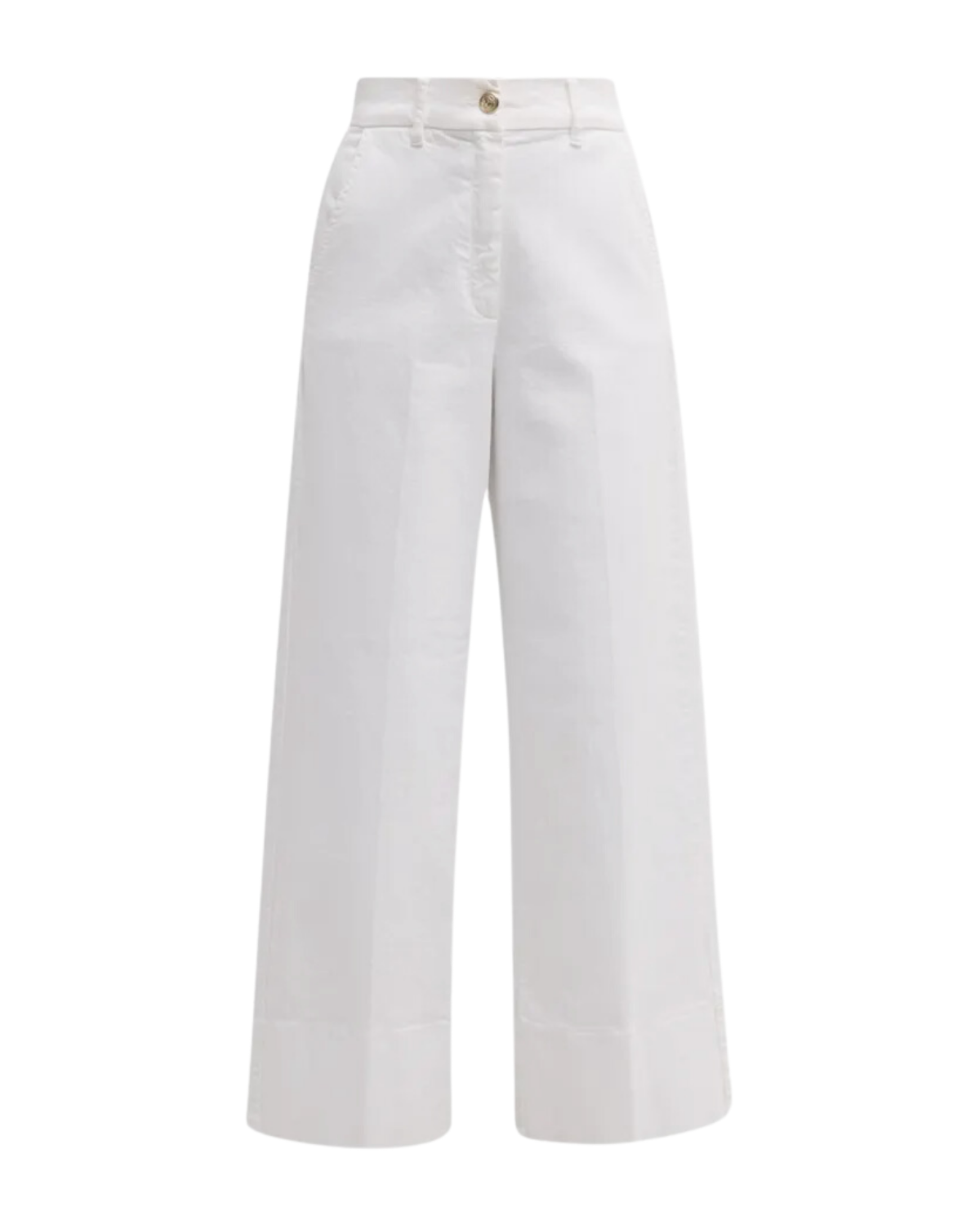 Wide Leg Stretch Cotton Pant (White)