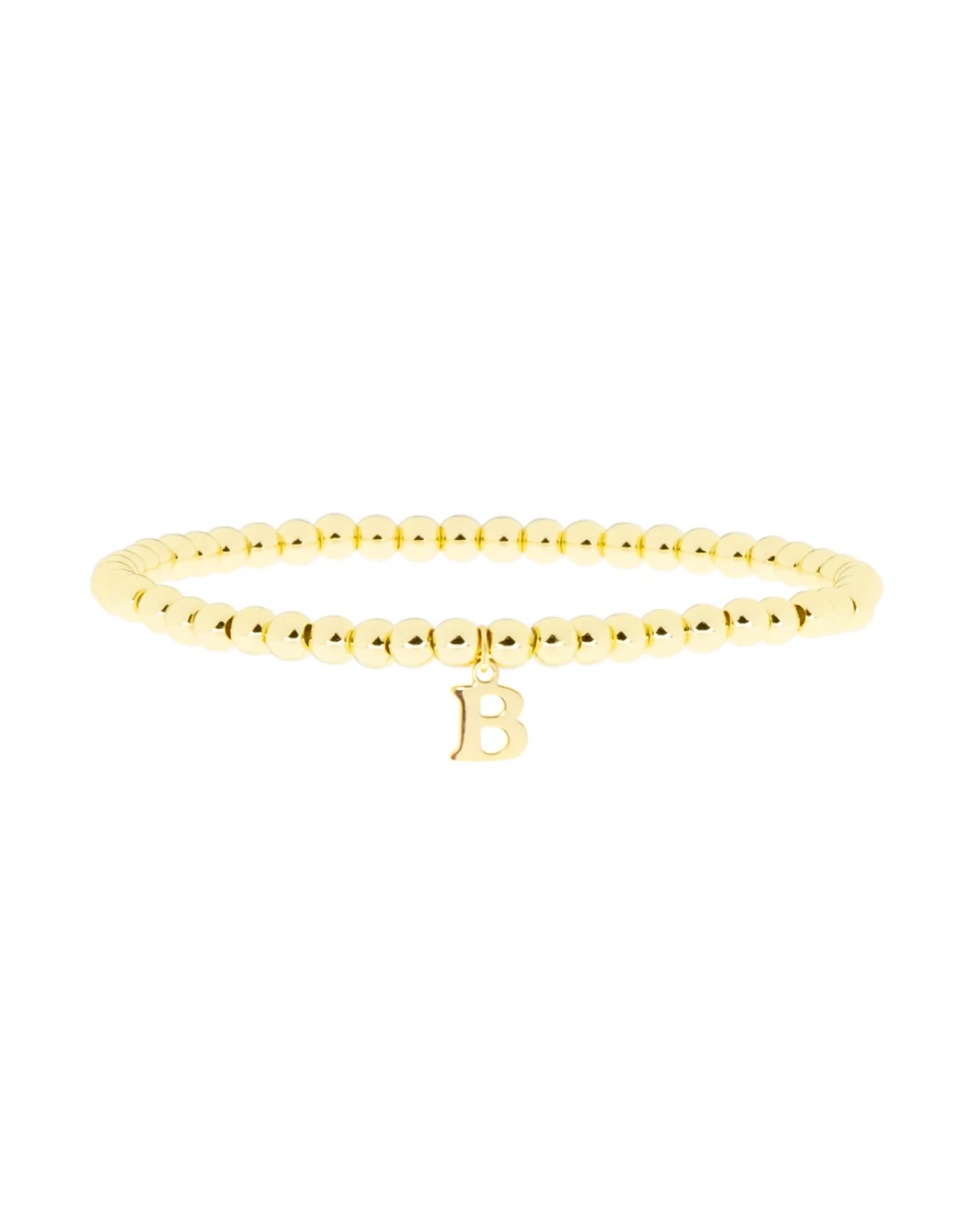 Gold Brass Initial Charm Ball Bracelet - B