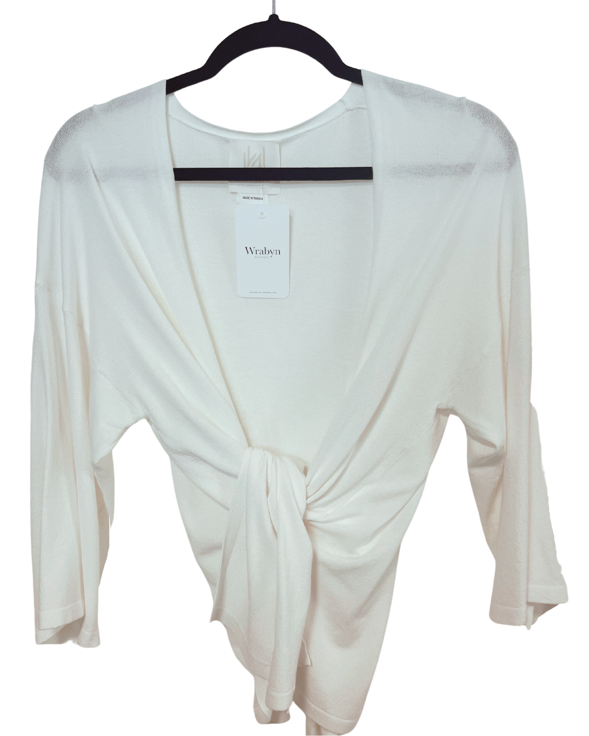 White 2025 wrap cardigan