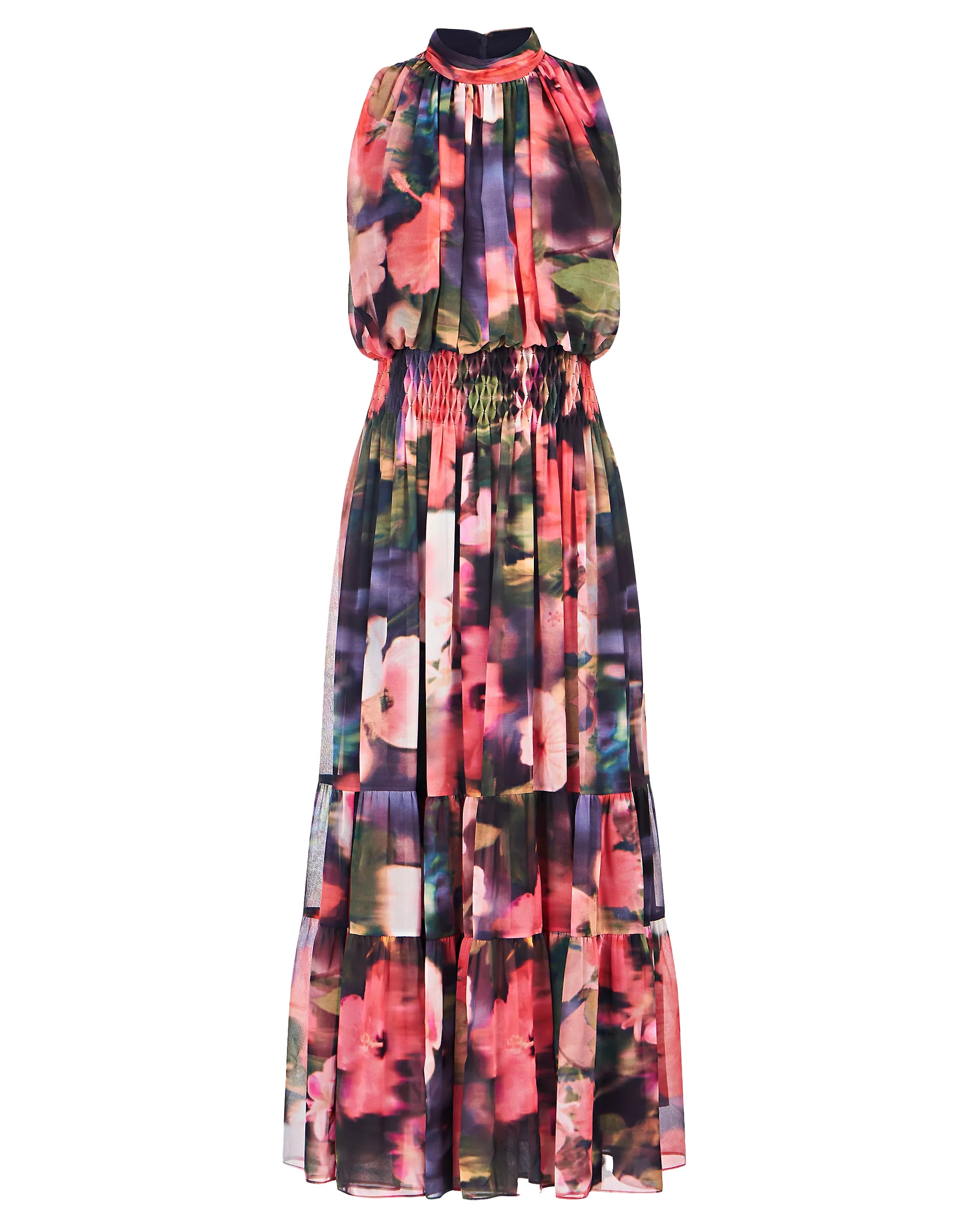 Leilani Tea Length Dress (Bright Coral)