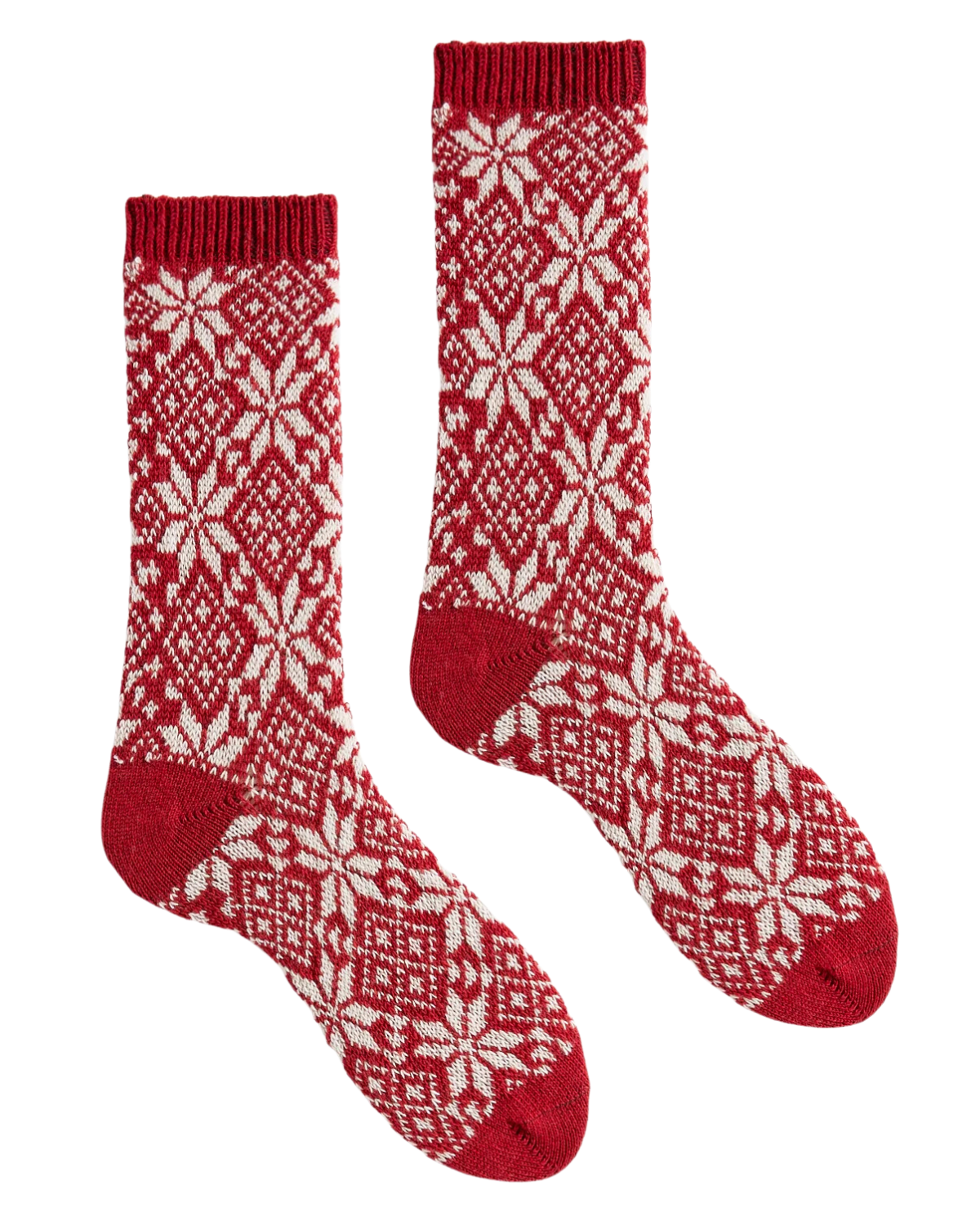 Women&#39;s Snowflake Wool Cashmere Crew Socks (Red)