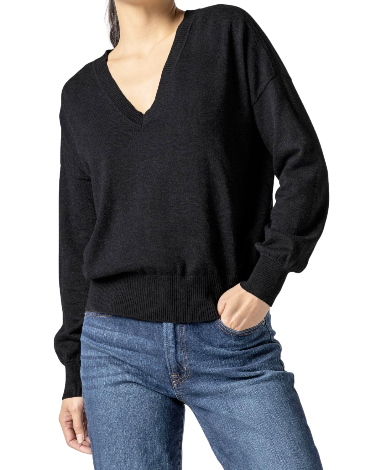 Double v neck outlet sweater