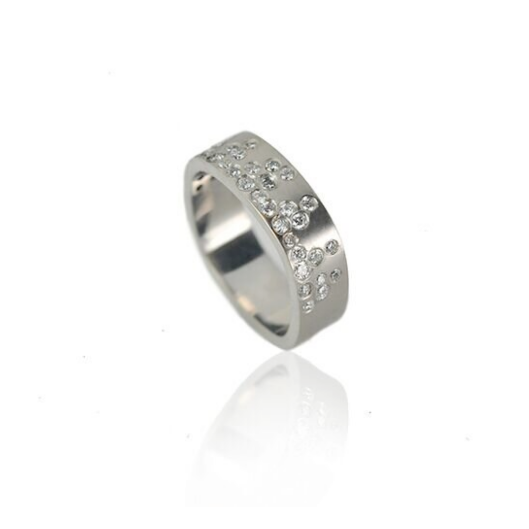 Square Fairy Dust Ring 6MM (White Gold)