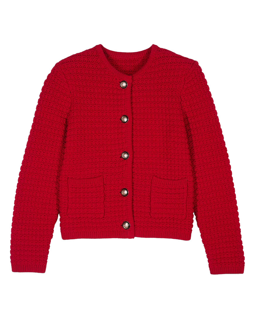 Gaspard Button Front Cardigan (Rouge)