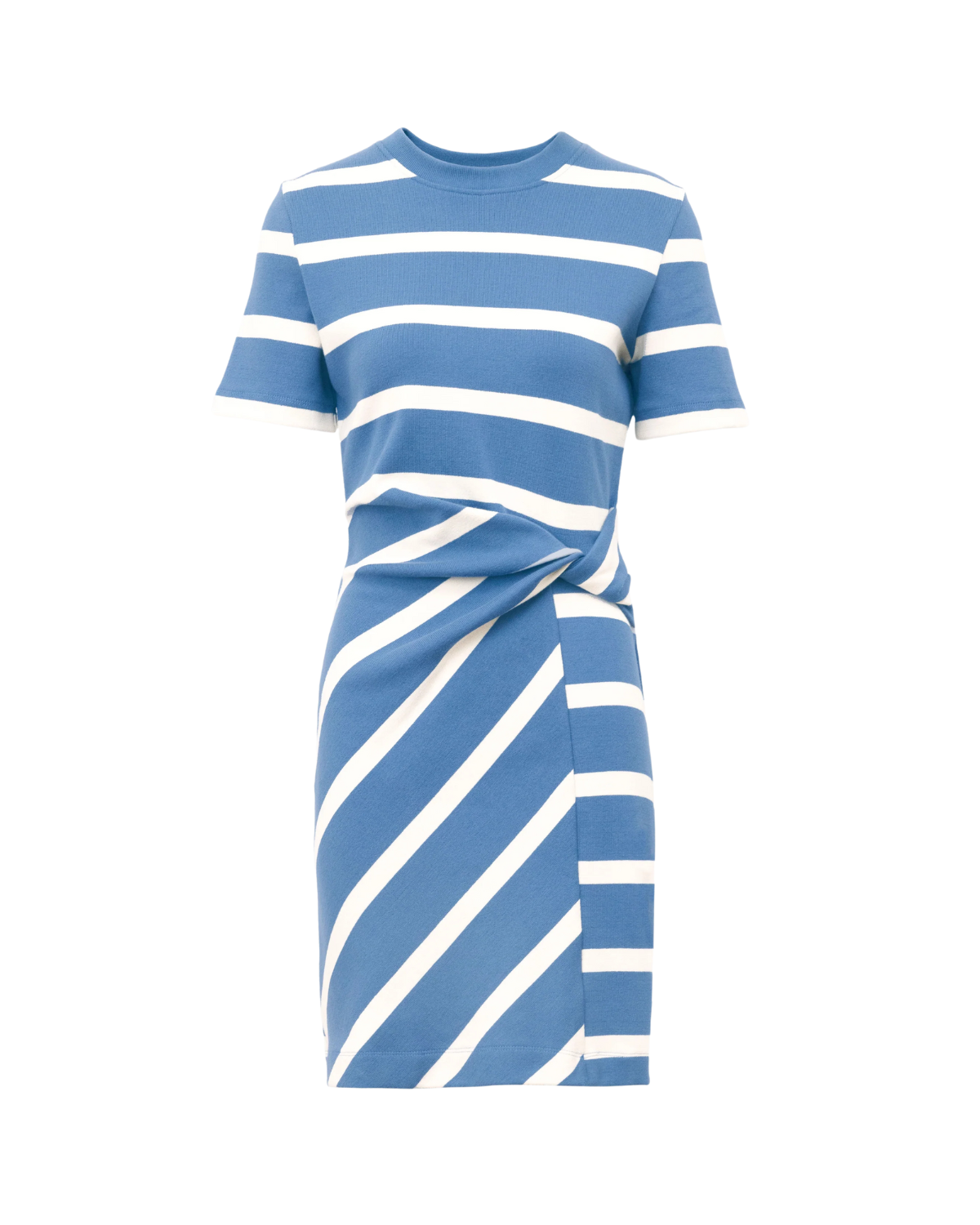 Short Sleeve Cody Dress (French Blue/Cream Wide Stripe)