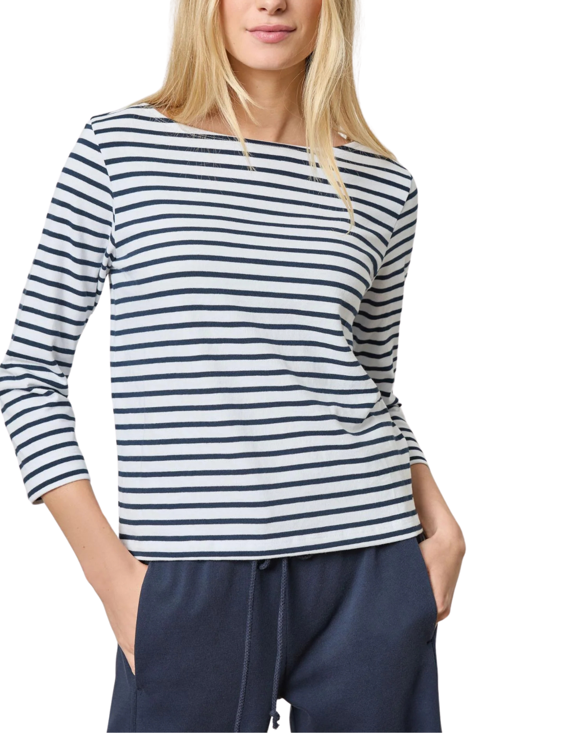 French Boatneck (Dark Navy Stripe)