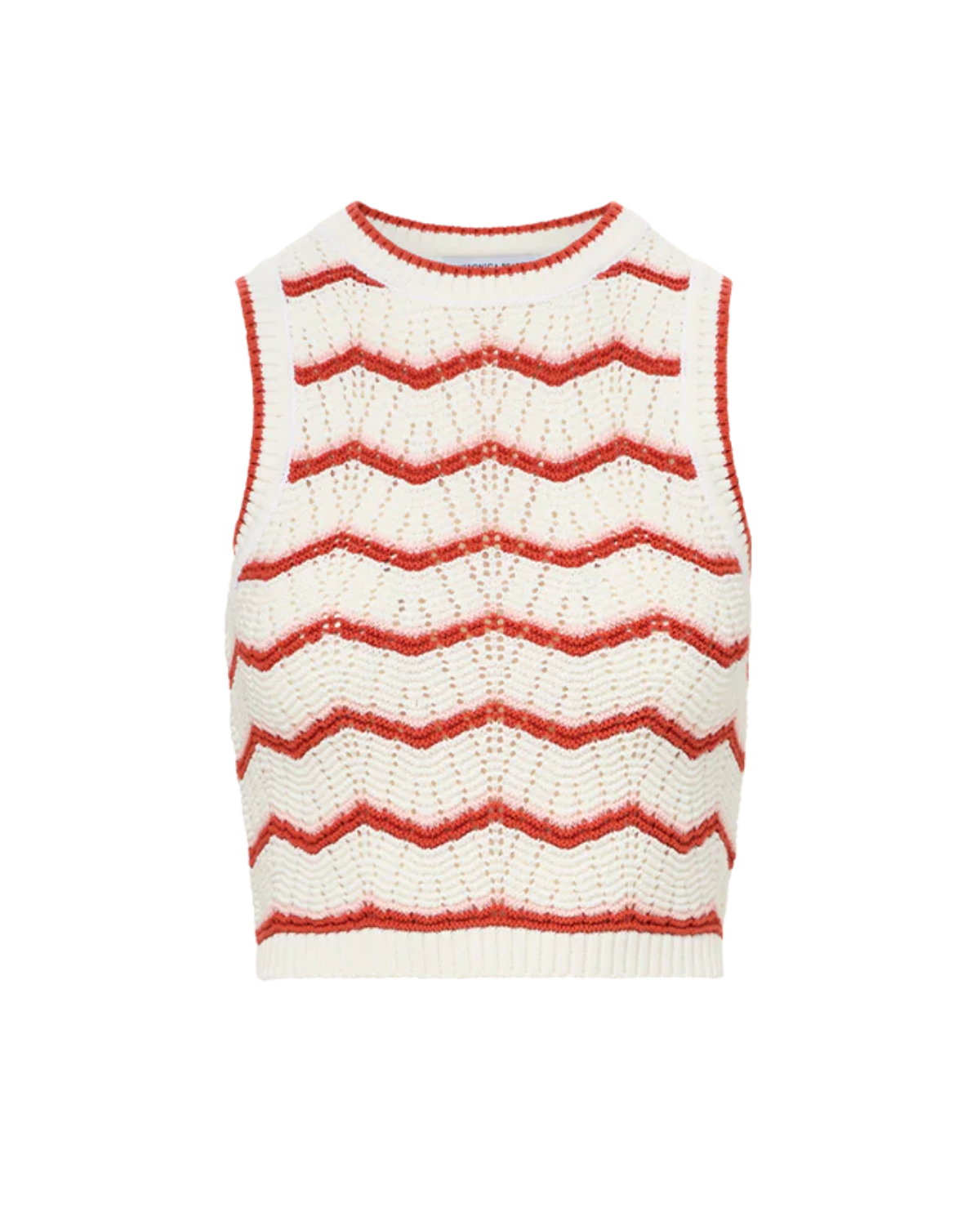 Cropped Jerrel Knit Tank (Off-White/Pink Shell/Persimmon)