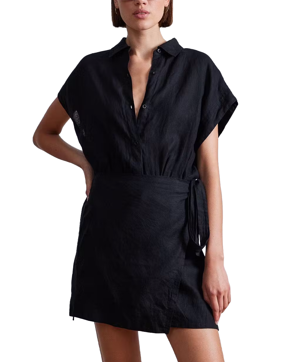 Catania Wrap Mini Dress (Black)
