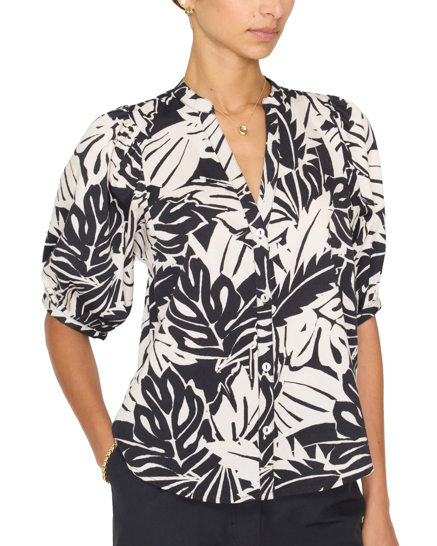 Asteria Printed Blouse (Palm Combo)