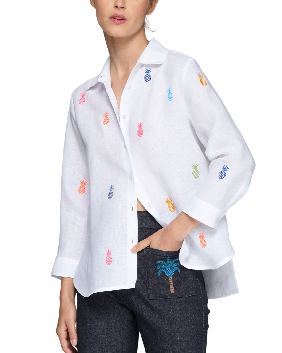 Poline Pineapple Embroidered Shirt (Multi)