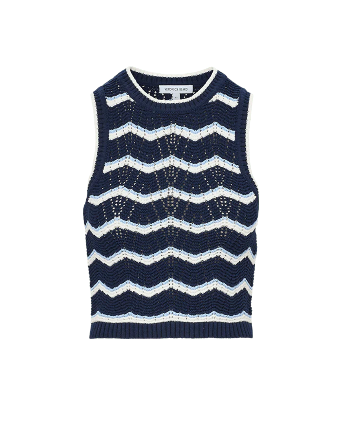 Cropped Jerrel Knit Tank (Navy/Off-White/Bluebell)