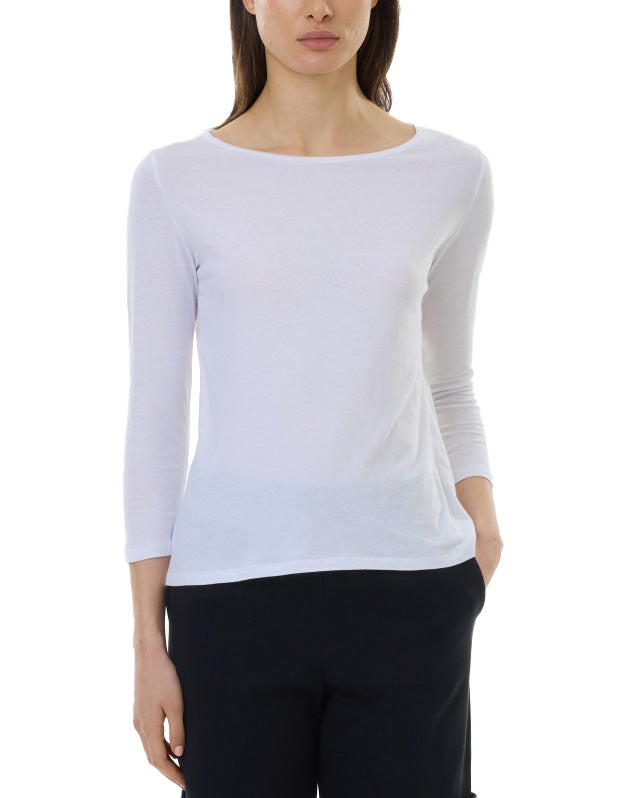 Lycocell Cotton 3/4 Sleeve Boatneck (Blanc)