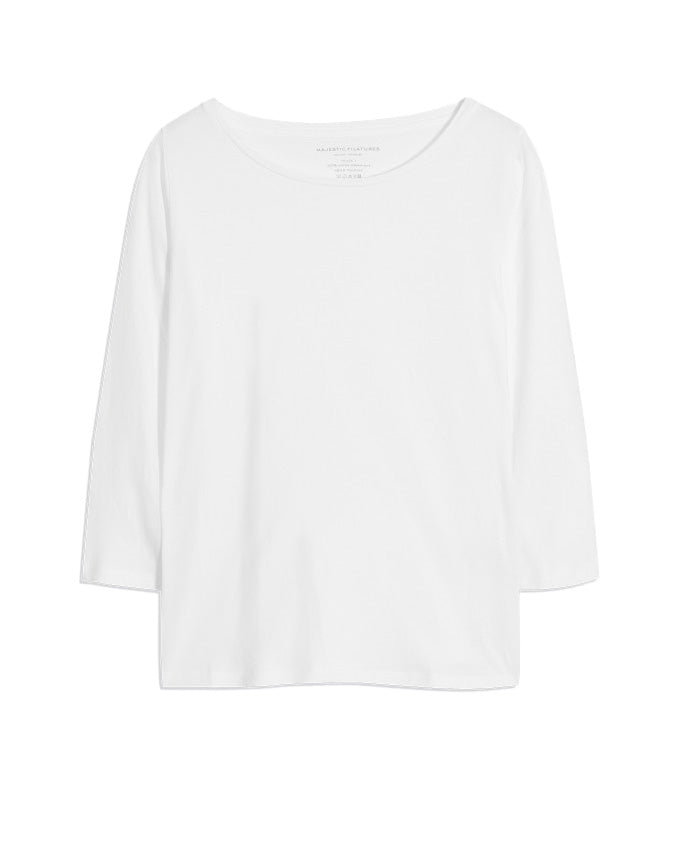 Lycocell Cotton 3/4 Sleeve Boatneck (Blanc)