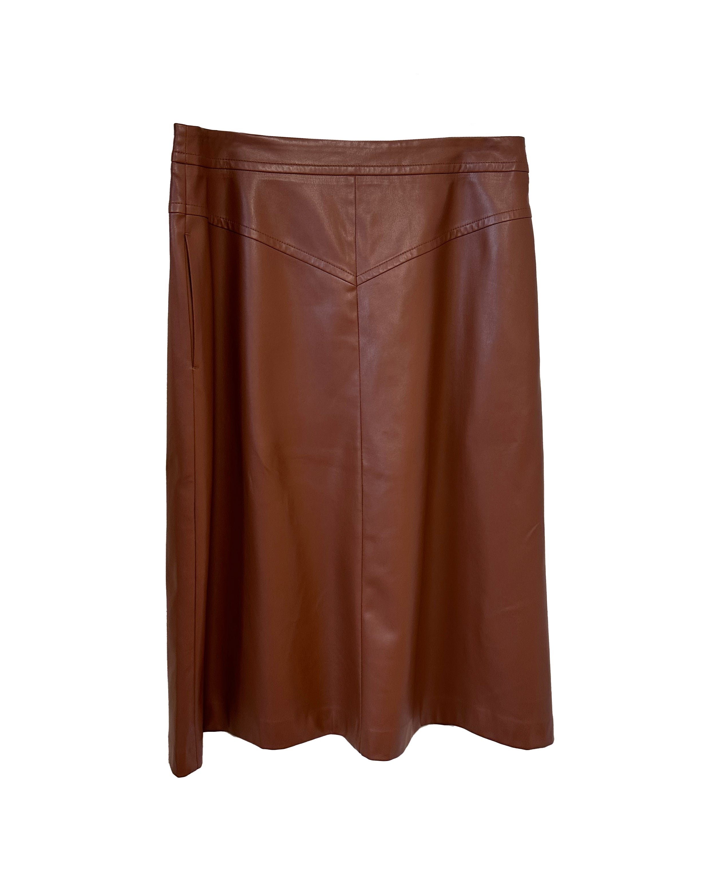 Faux Leather Aline Skirt (Hazelnut)