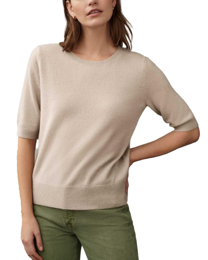 Cashmere Elbow Sleeve Sweater (Sand Wisp)