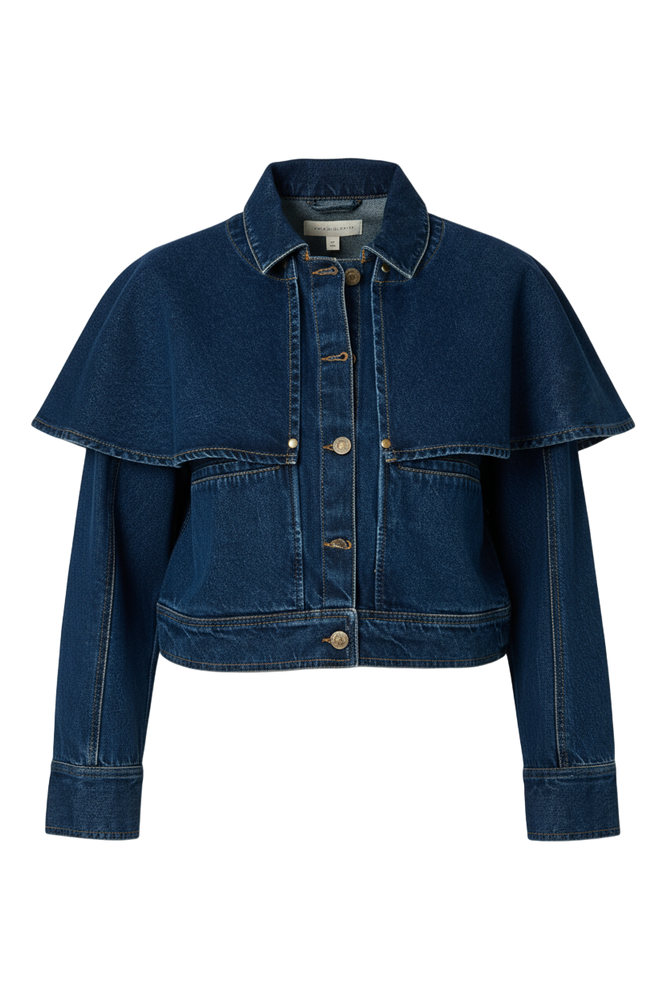 Denim jacket w removable cape detail