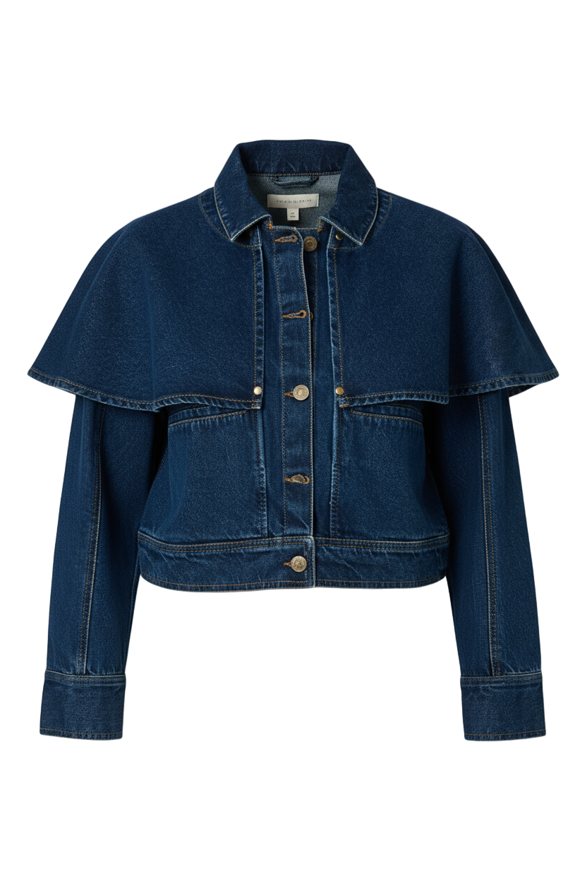 Denim jacket w removable cape detail