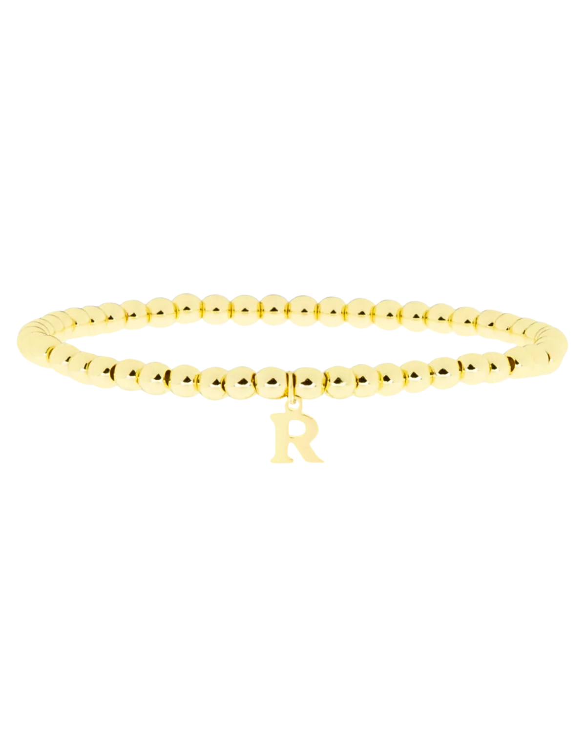 Gold Brass Initial Charm Ball Bracelet - R