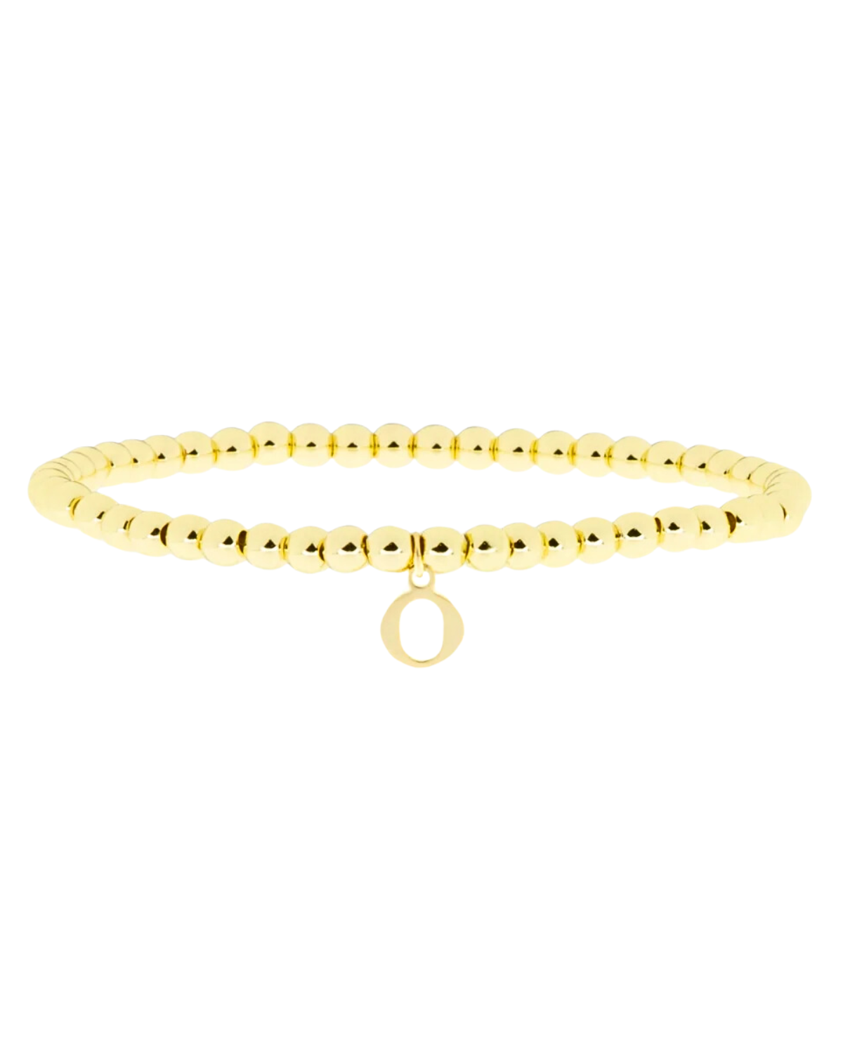 Gold Brass Initial Charm Ball Bracelet - O