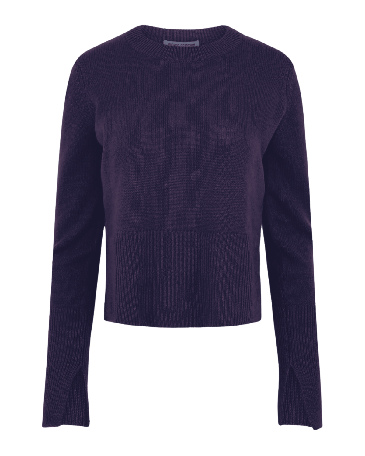 Boxy Crewneck Sweater w/ Slits (Black Currant)