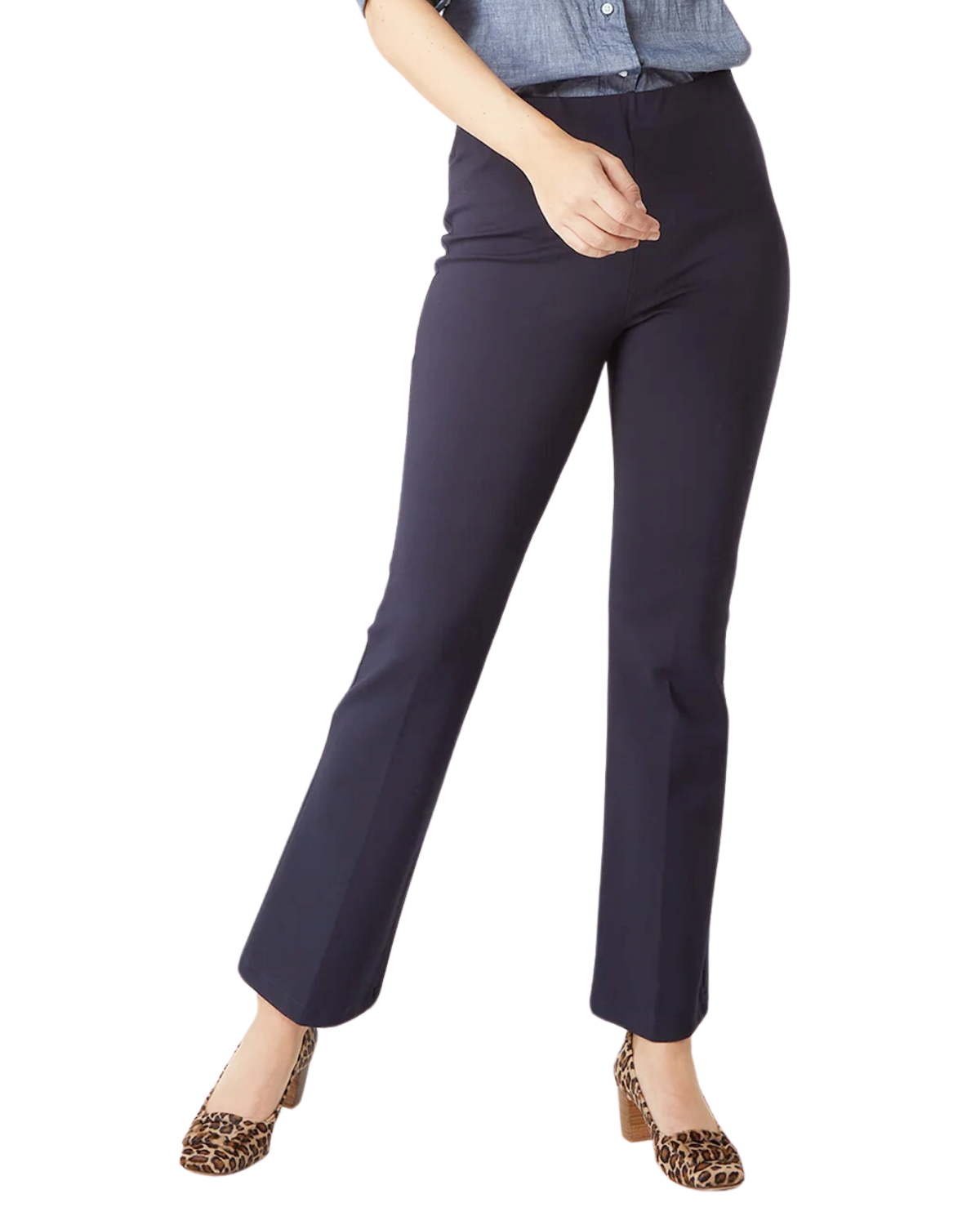 Faye Flare Cropped Pant (Navy Knit)