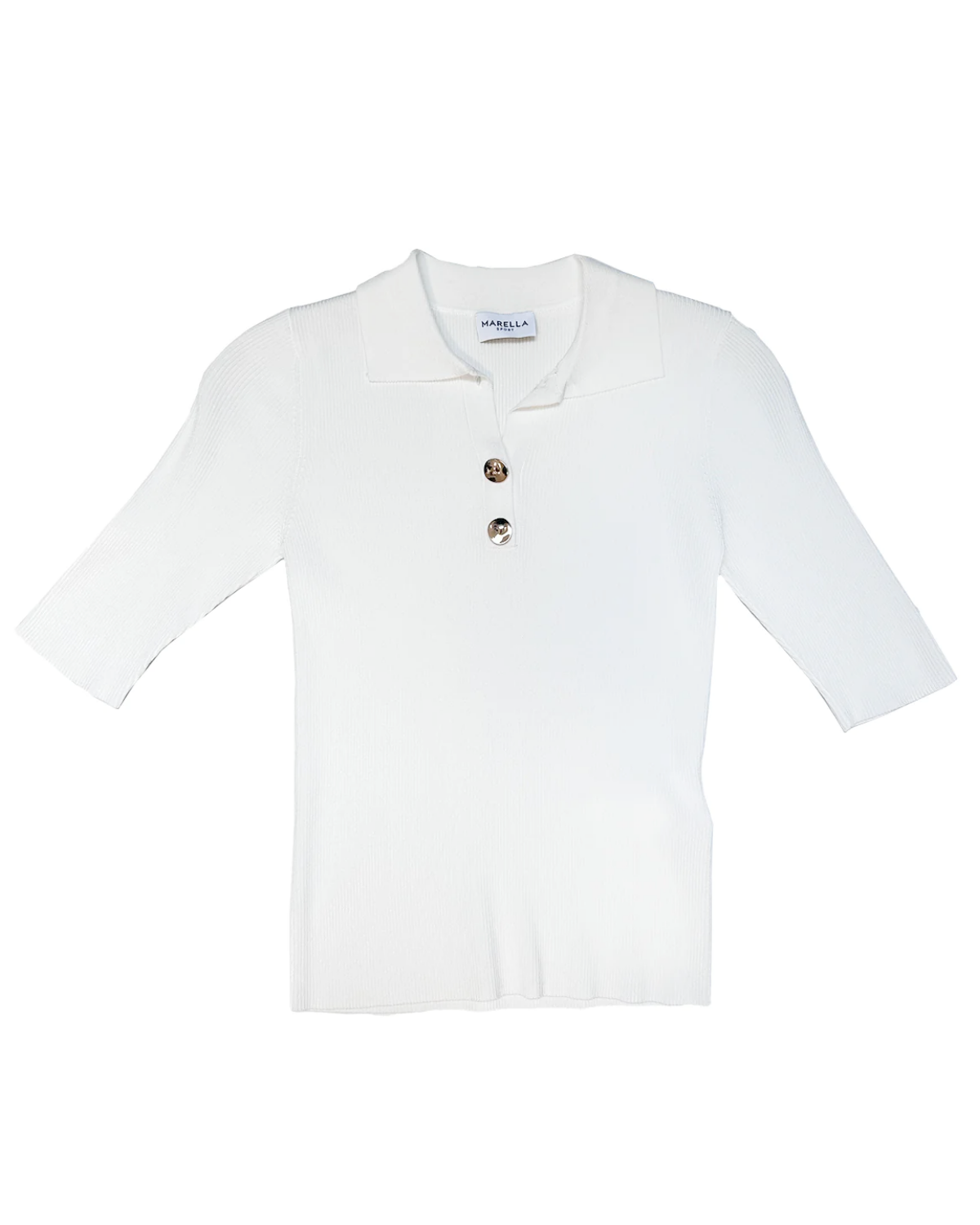 Camel Sweater Polo Knit (White)
