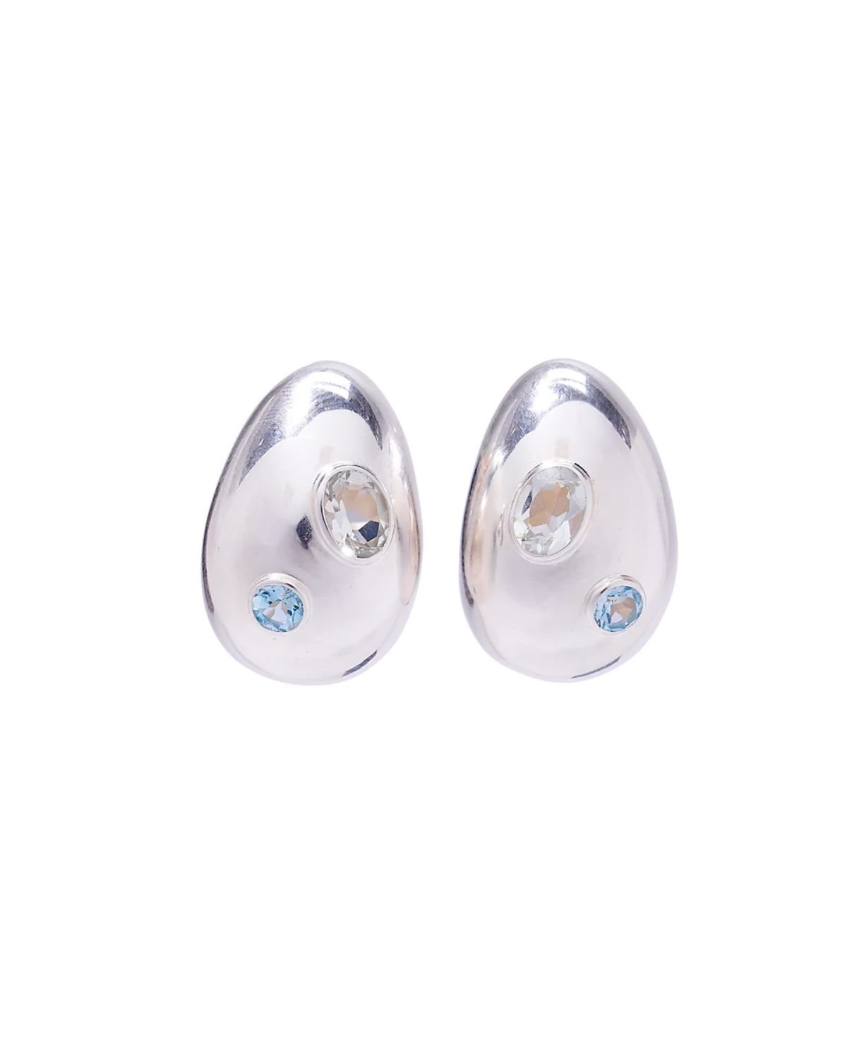 Mini Arp Earrings (Studded Silver)
