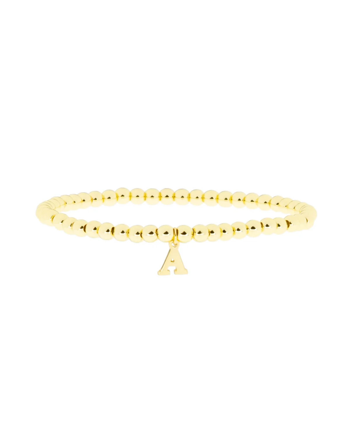 Gold Brass Initial Charm Ball Bracelet - A