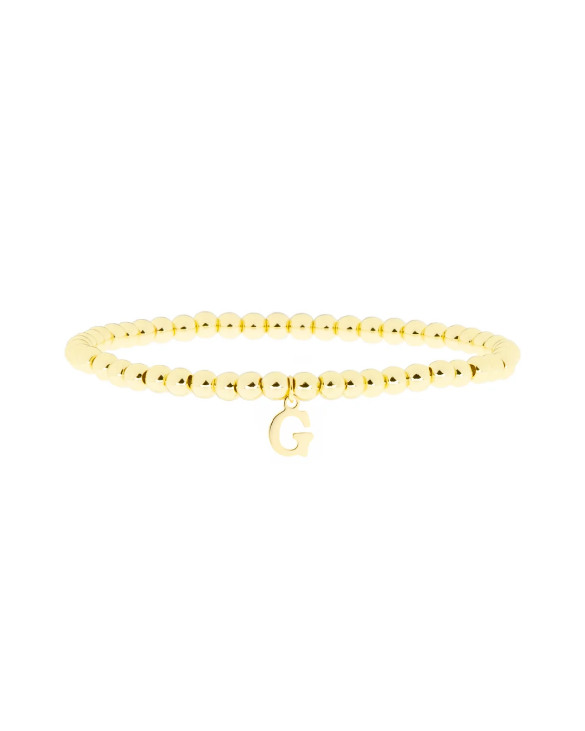 Gold Brass Initial Charm Ball Bracelet - G