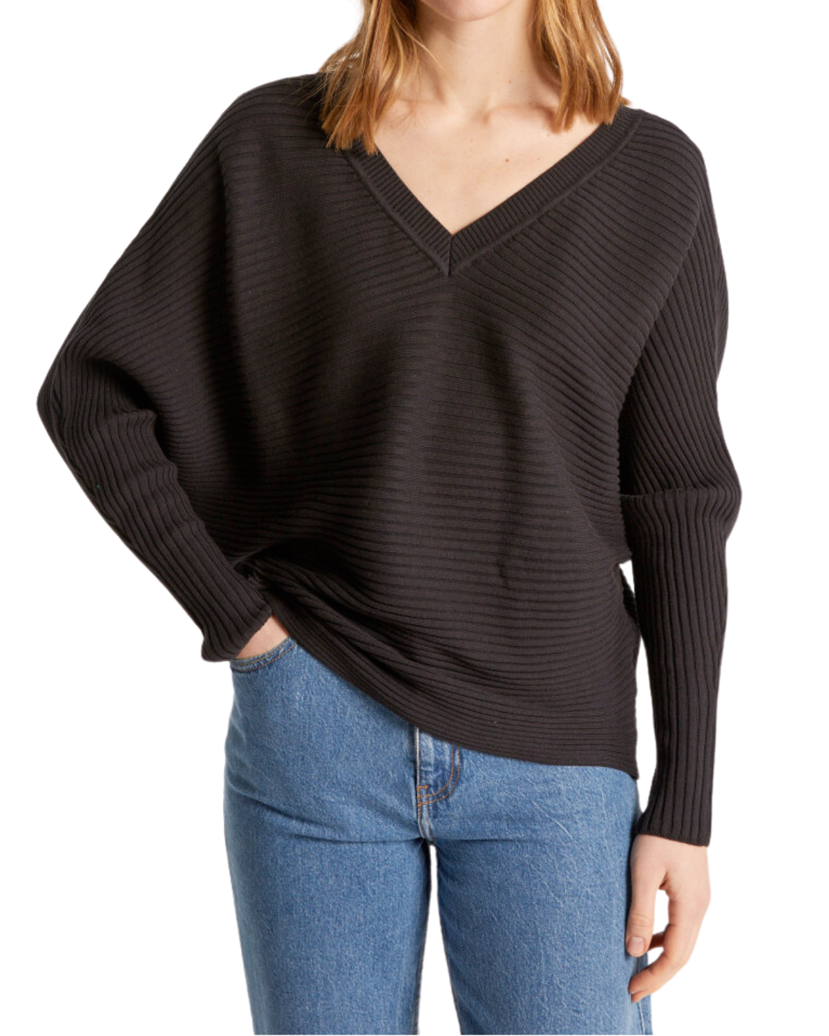 Lison Double V-Neck Sweater (Black)