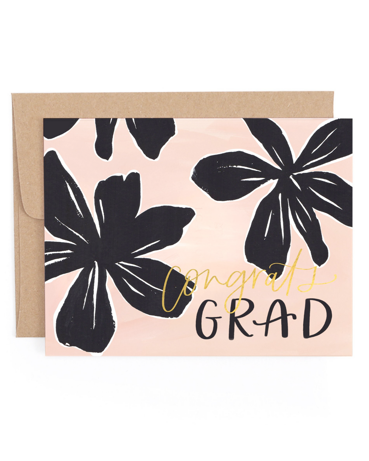 Black Floral Graduation Card