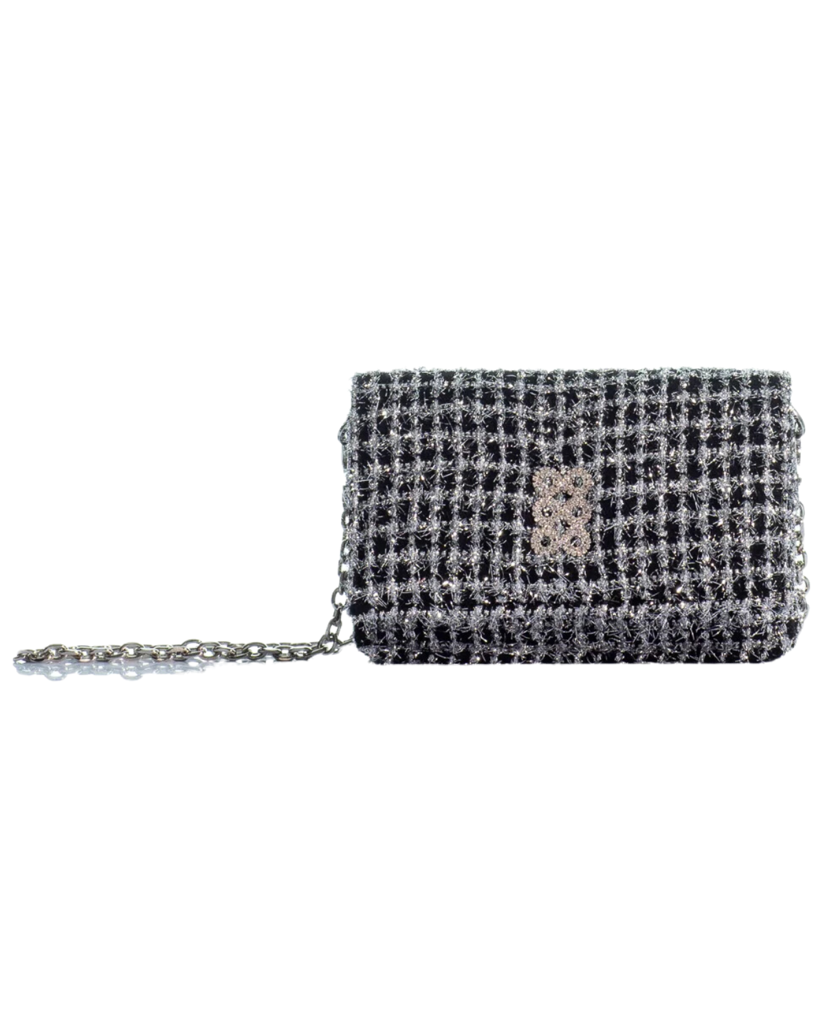 The Mini Paris Sparkle Crossbody Bag (Black/Silver)
