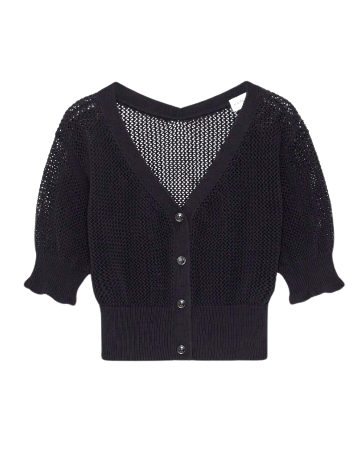 Cotton 1/2 Sleeve Crochet Cardigan (Black)