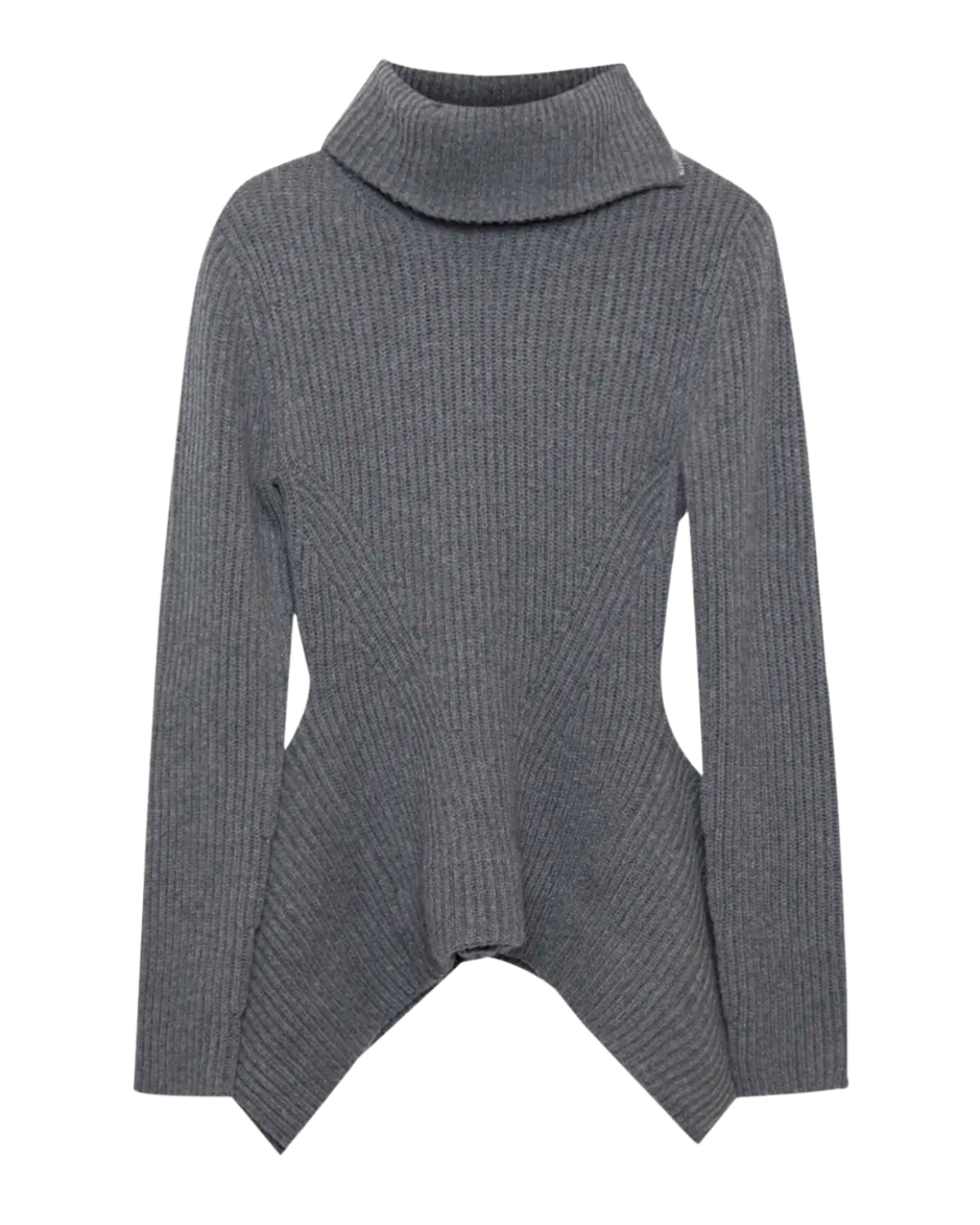 Keyara Foldover Peplum Sweater (Charcoal Melange)