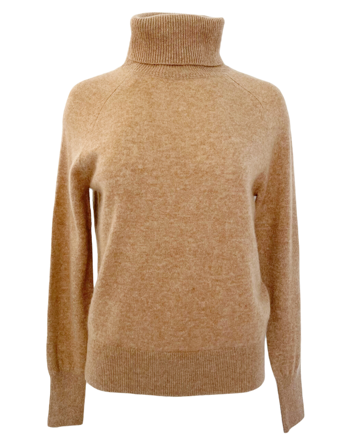 Cashmere Essential Turtleneck Sweater (Camel Heather)