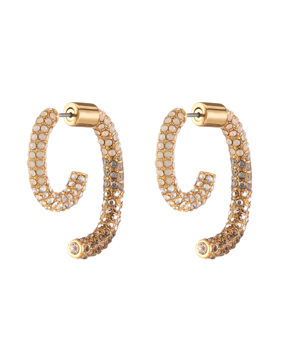Pave Luna Earrings (Shiny Gold/Grey Ombre)