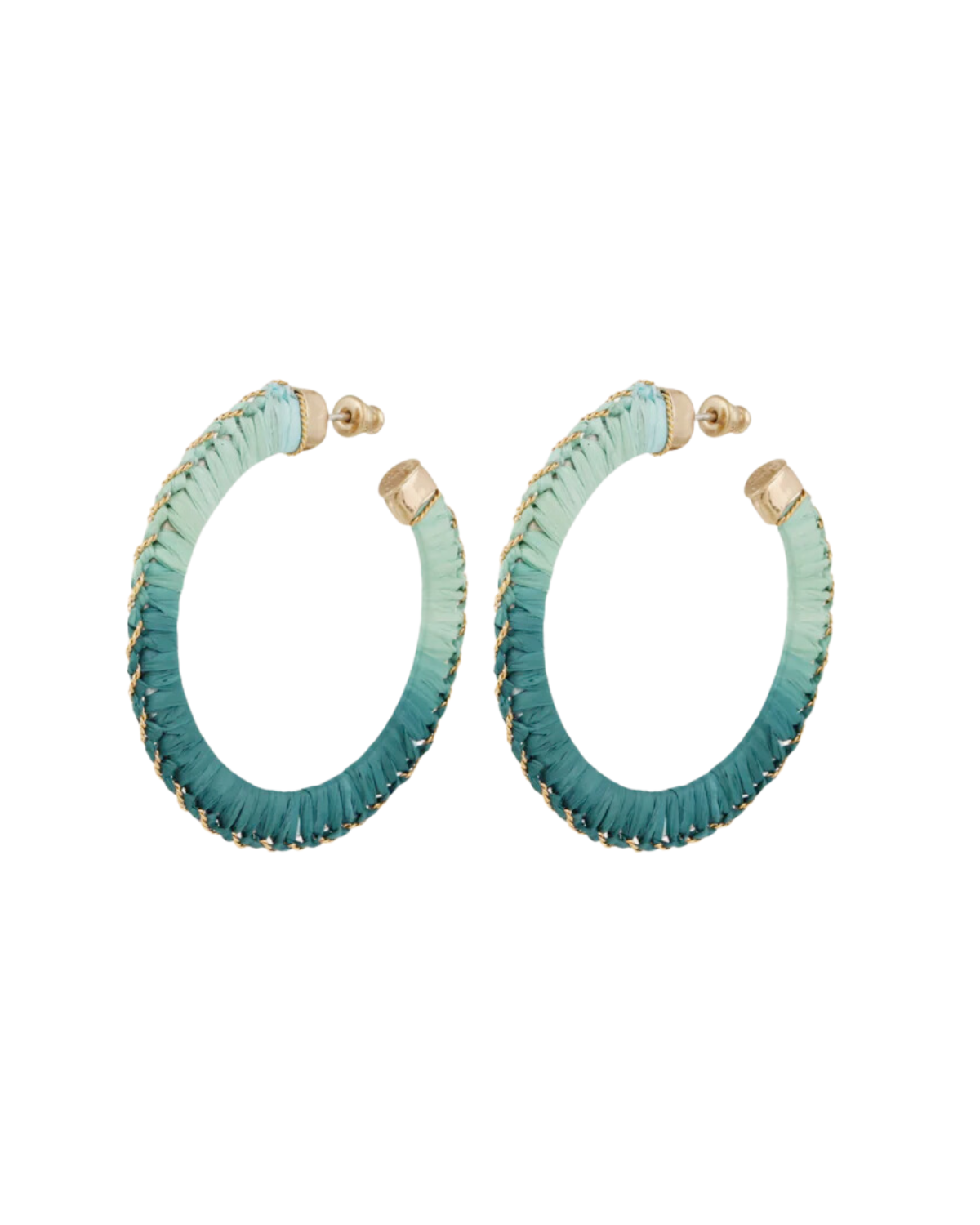 Bako Raffia Hoop Earrings (Turquoise Multi)