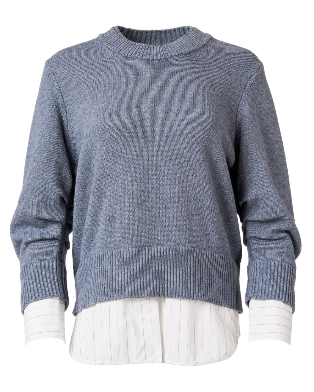 Raya Ruched Crewneck Sweater (Slate Blue)