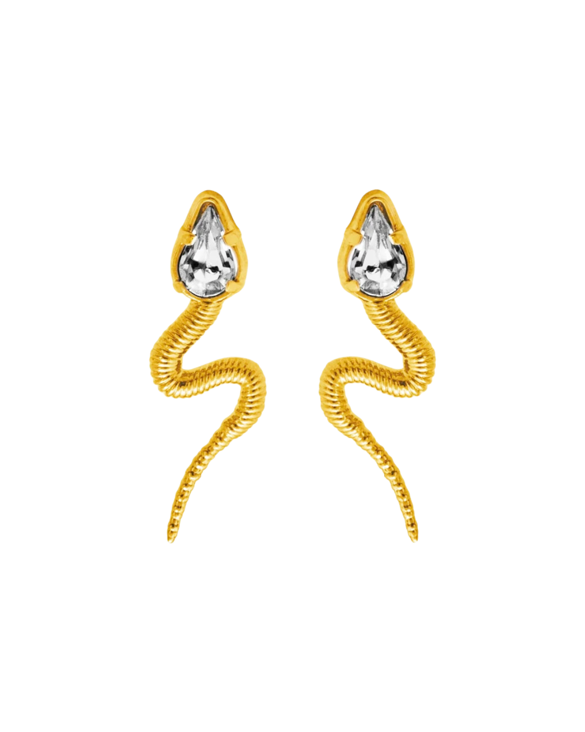 Snaky Earrings (Gold Crystal)