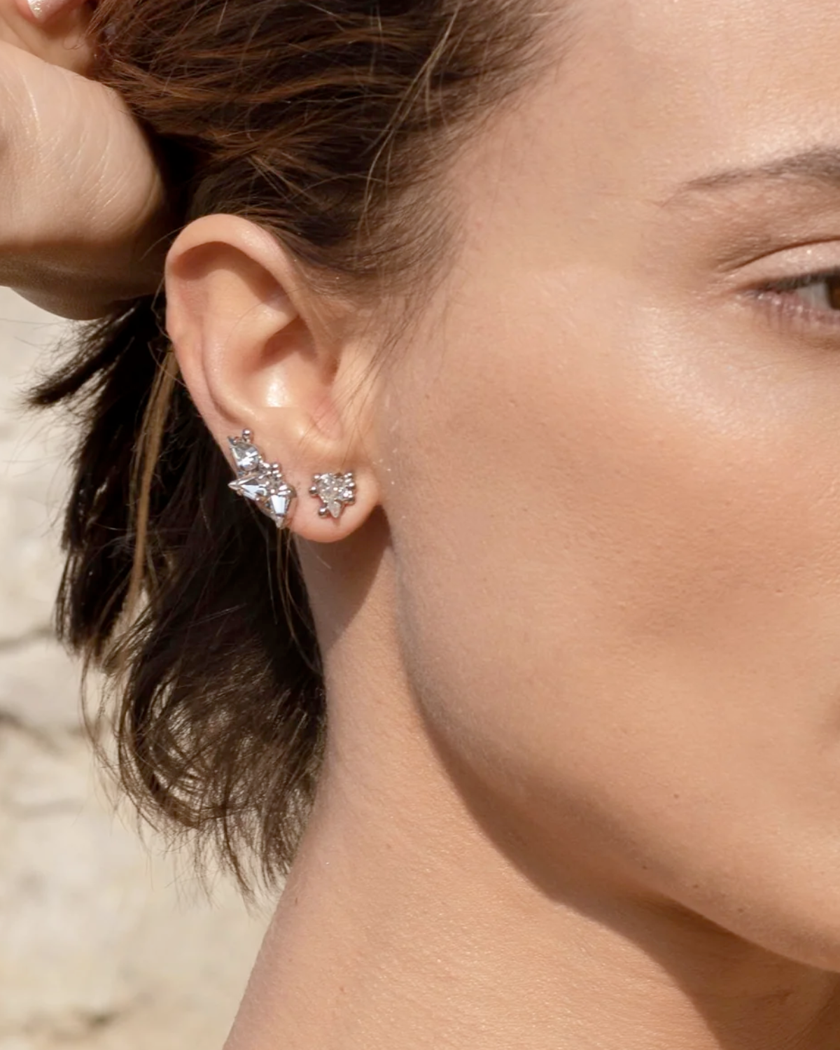 Hailey Earrings (Palladium Crystal)