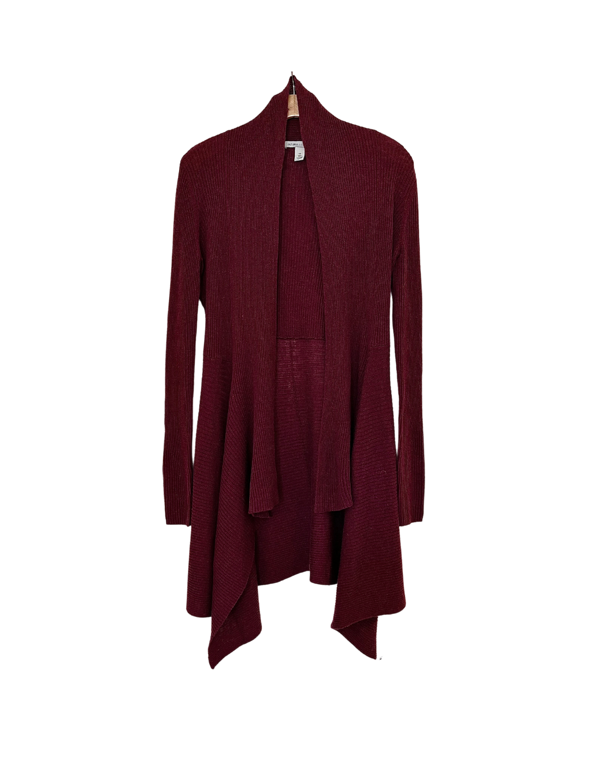 Tissue Weight Ribbed Drape Cardigan (Cranberry)