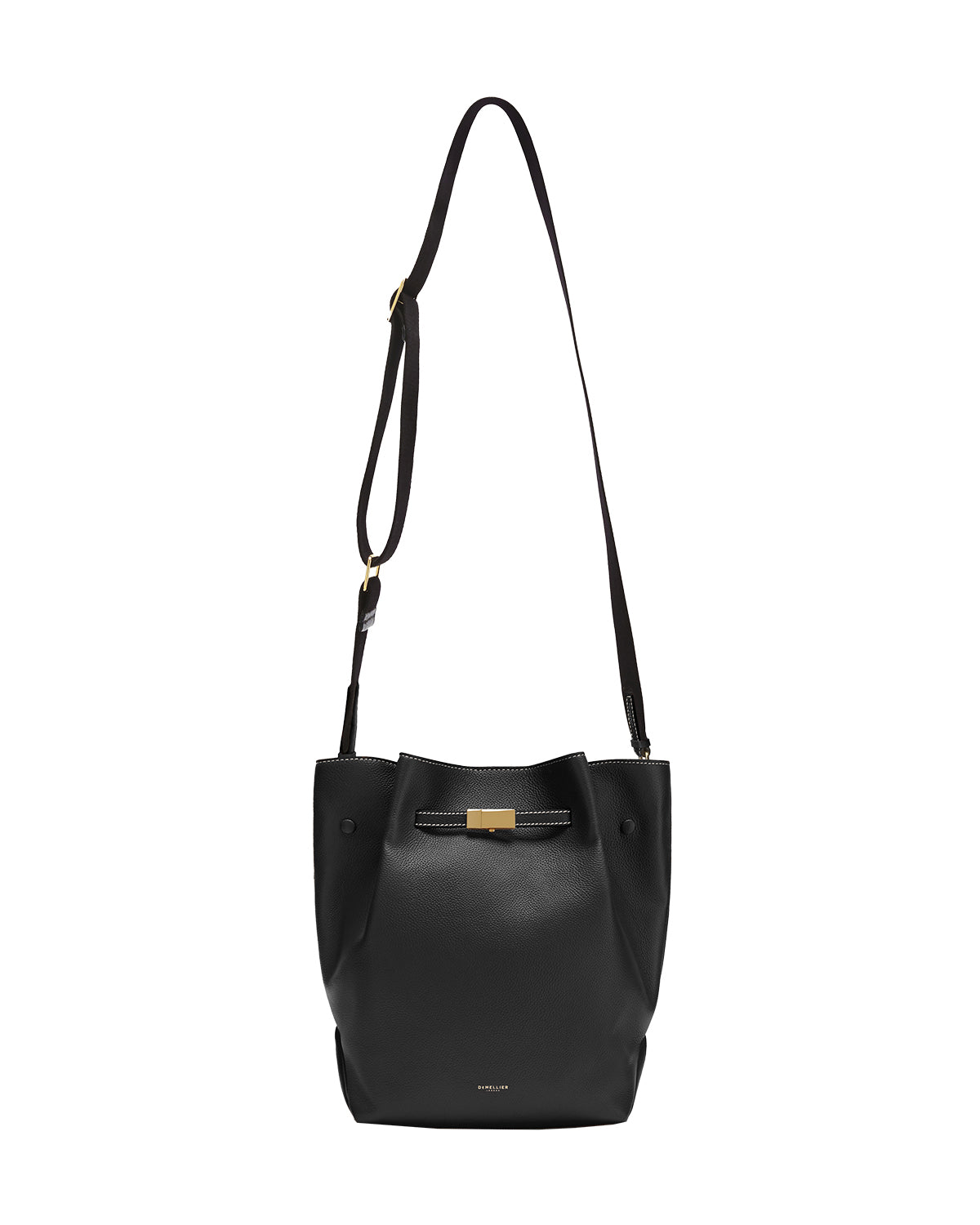 New York Large Bucket Bag (Black with Stitching)