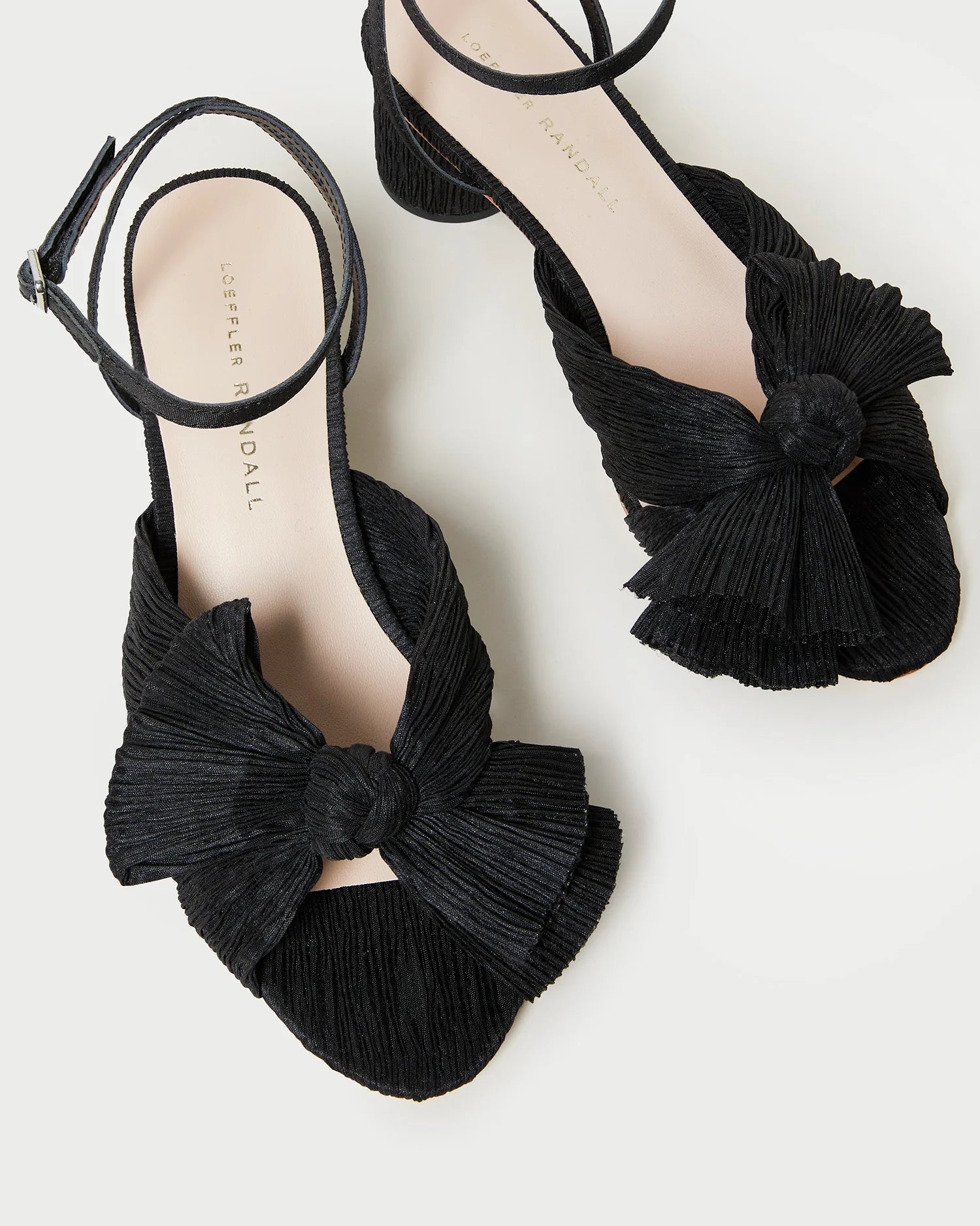 Dahlia Pleated Knot Mule With Ankle Strap (Black)