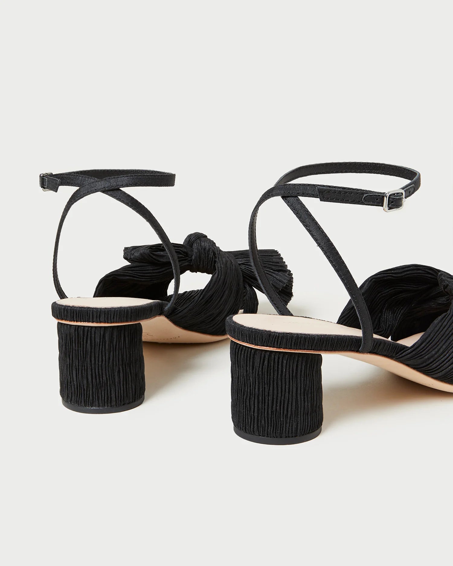 Dahlia Pleated Knot Mule With Ankle Strap (Black)