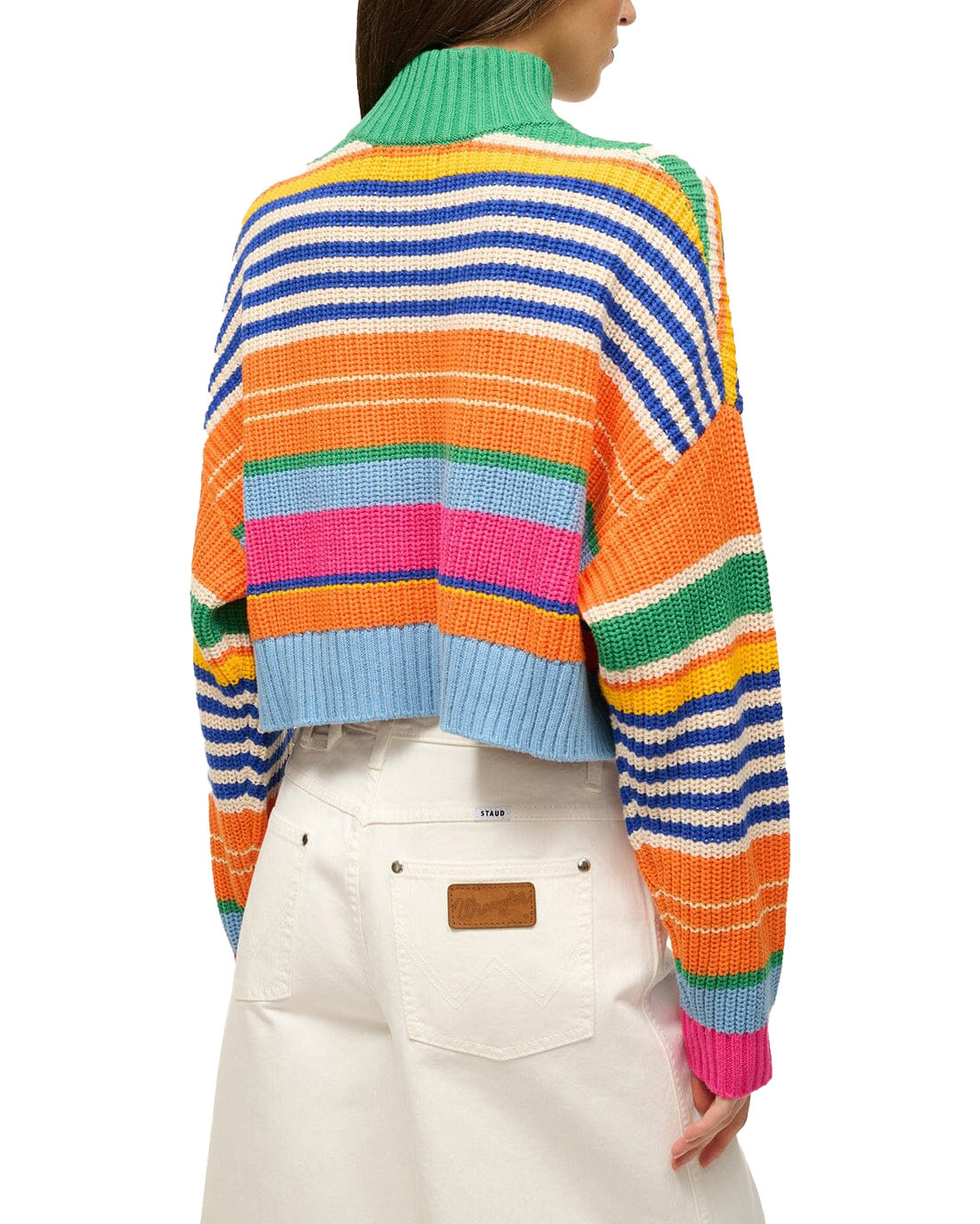 Cropped Hampton Cashmere Sweater - Crimson Stripe main image 1