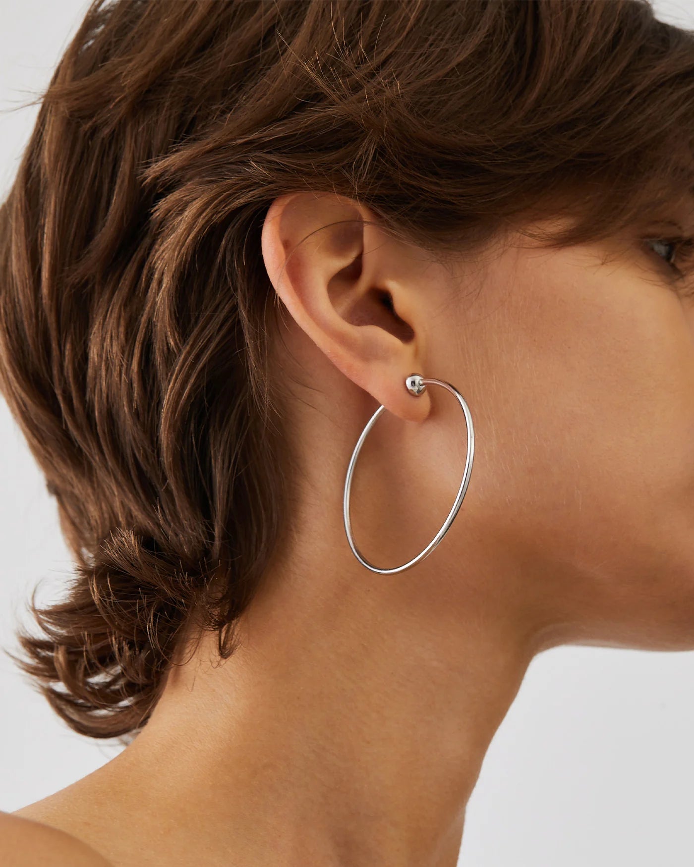 Icon Hoops Medium Earrings (Rhodium)
