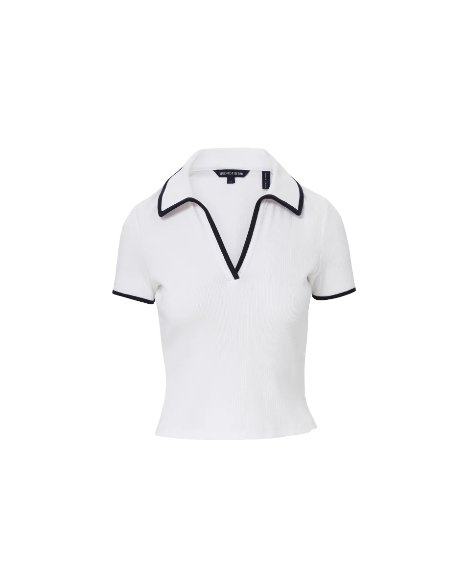 Kearney Tee With Contrast Piping (White)