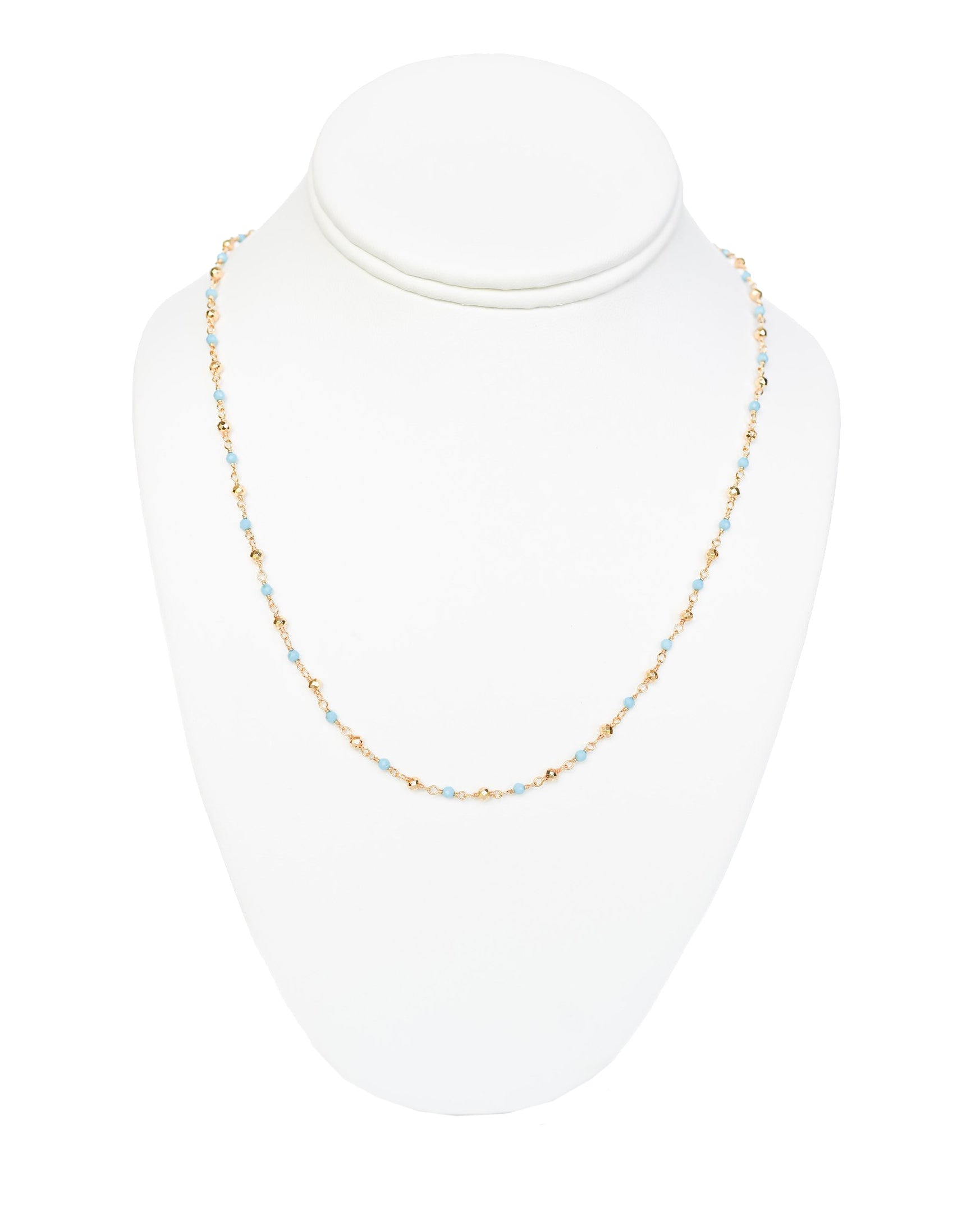 Turquoise &amp; Golden Pyrite Long Necklace - 32&quot;
